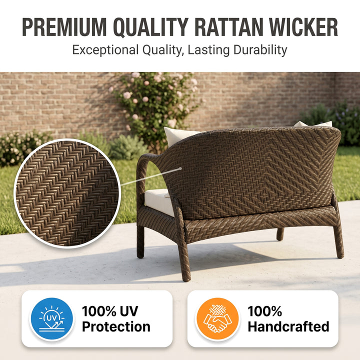 Kanva Outdoor 2 Seater Sofa (Dark Brown +Beige)
