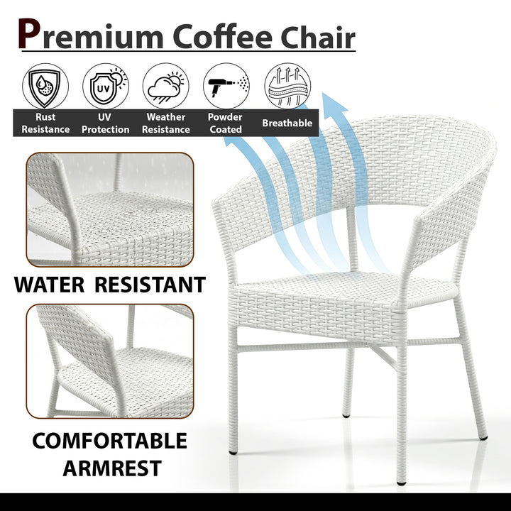 Tessa Outdoor Patio Seating Set 2 Chairs and 1 Table Set (White)