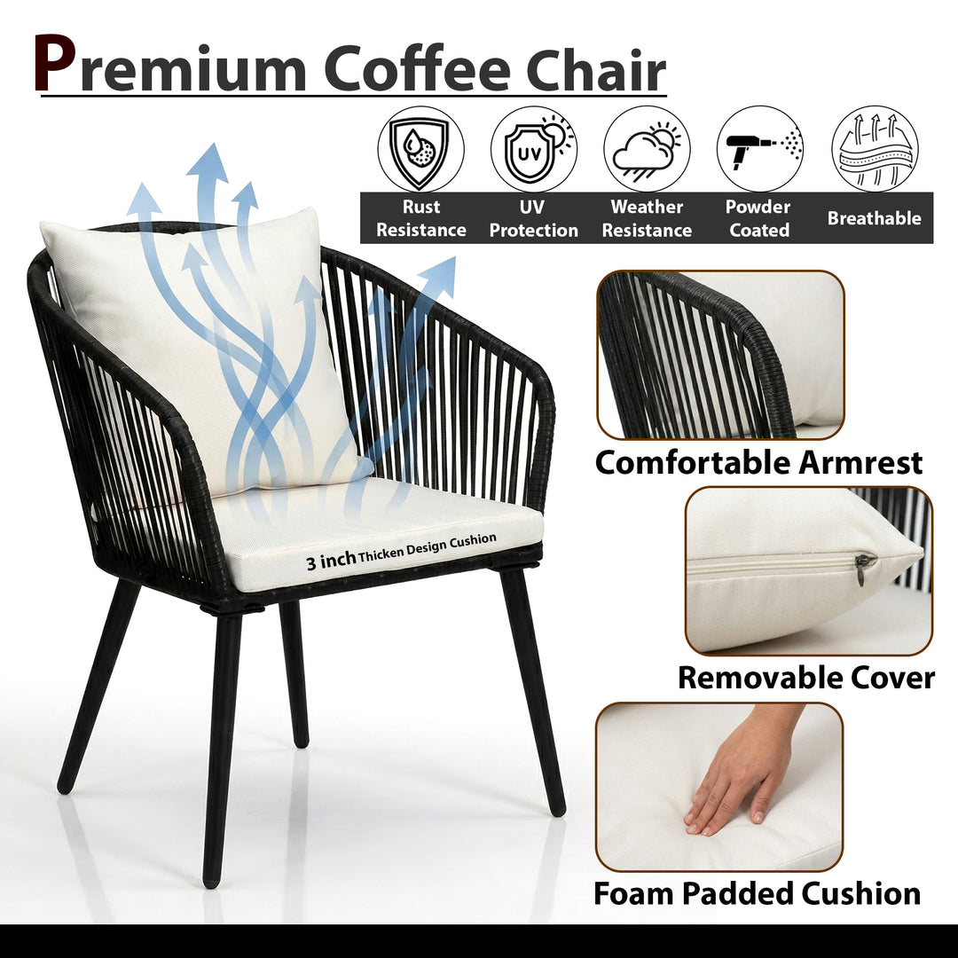 Feeds Outdoor Patio Seating Set 2 Chairs and 1 Table Set (Black)