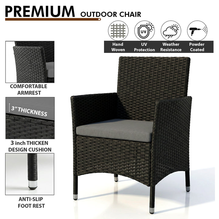 Elix Outdoor Sofa Set 2 Seater , 2 Single seater and 1 Center Table Set (Black)