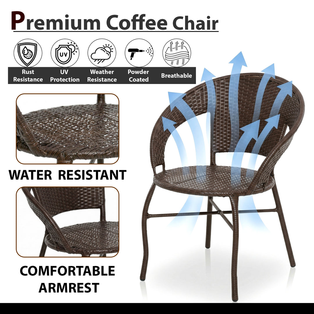 Riva Outdoor Patio Seating Set 2 Chairs and 1 Table Set (Brown)