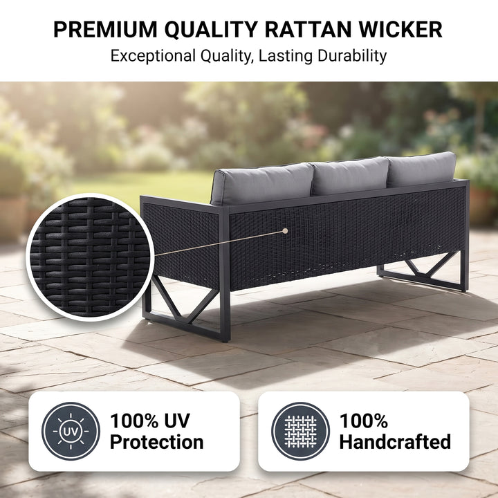 Myriad Outdoor Sofa Set 3 Seater , 2 Single seater and 1 Center Table Set (Black + Grey)