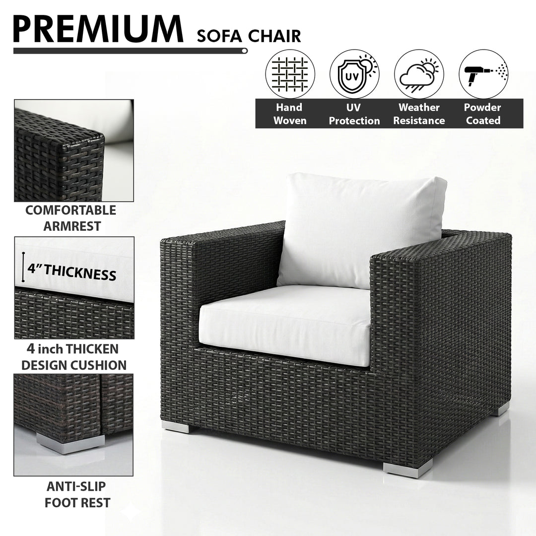 Cotta Outdoor Sofa Set 2 Single seater and 1 Ottoman (Brown + White)