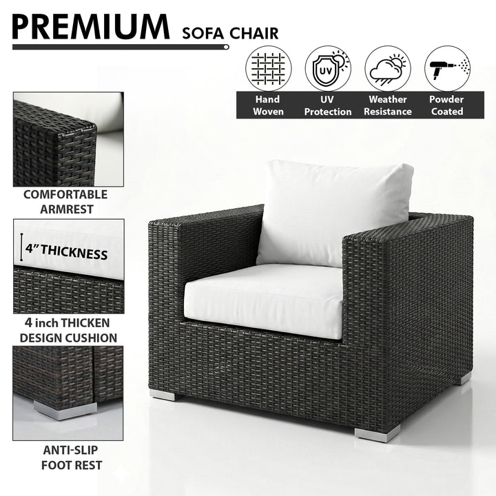 Cotta Outdoor Sofa Set 2 Single seater and 1 Ottoman (Brown + White)