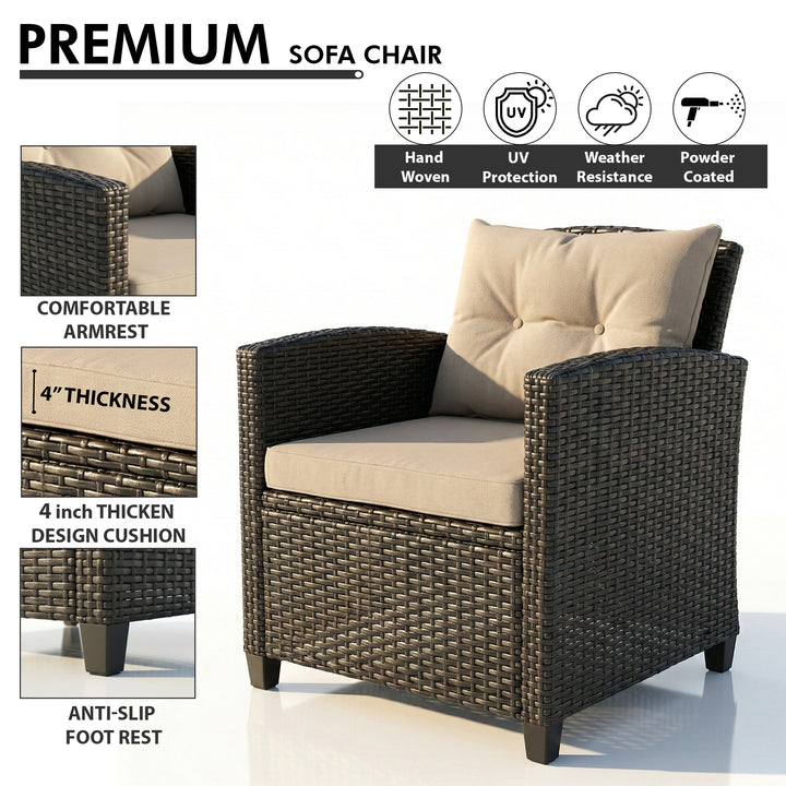 Amada Outdoor Sofa Set 2 Seater , 2 Single seater and 1 Center Table Set (Brown)