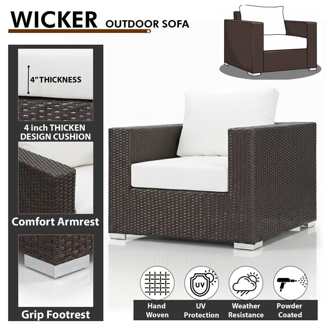Balia Outdoor Sofa Set  2 Single seater with 2 ottoman and 1 Center Table (Brown)