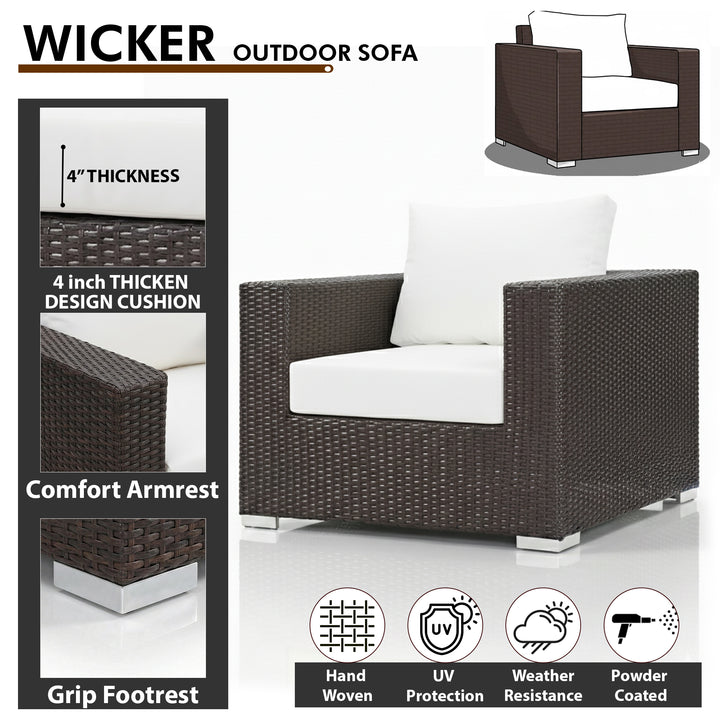 Balia Outdoor Sofa Set  2 Single seater with 2 ottoman and 1 Center Table (Brown)