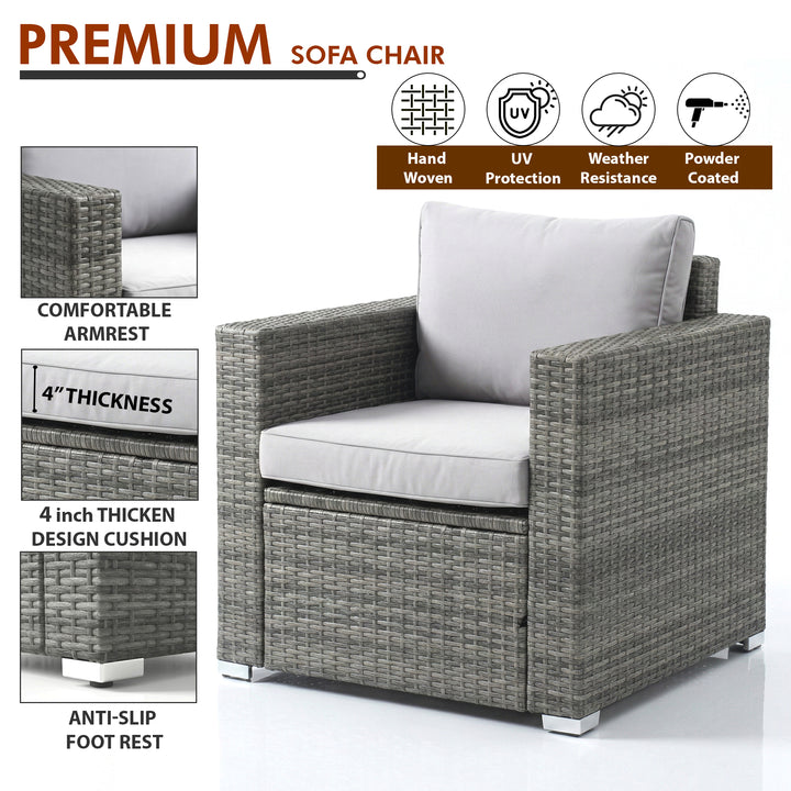 Roros Outdoor Sofa Set 2 Seater, 2 Single seater and 1 Center Table Set (Grey)