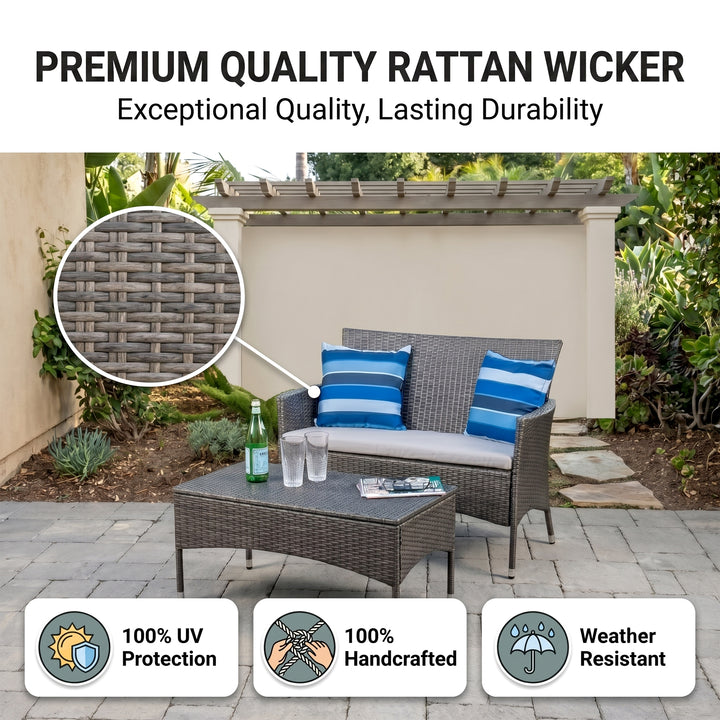 Allesi Outdoor 2 seater Sofa and 1 Center Table (Dark Grey + White)