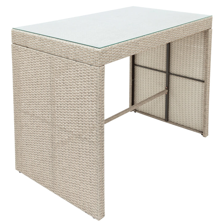 Elvan Outdoor Bar Sets 4 Stool and 1 Table Patio Bar Set (Cream)