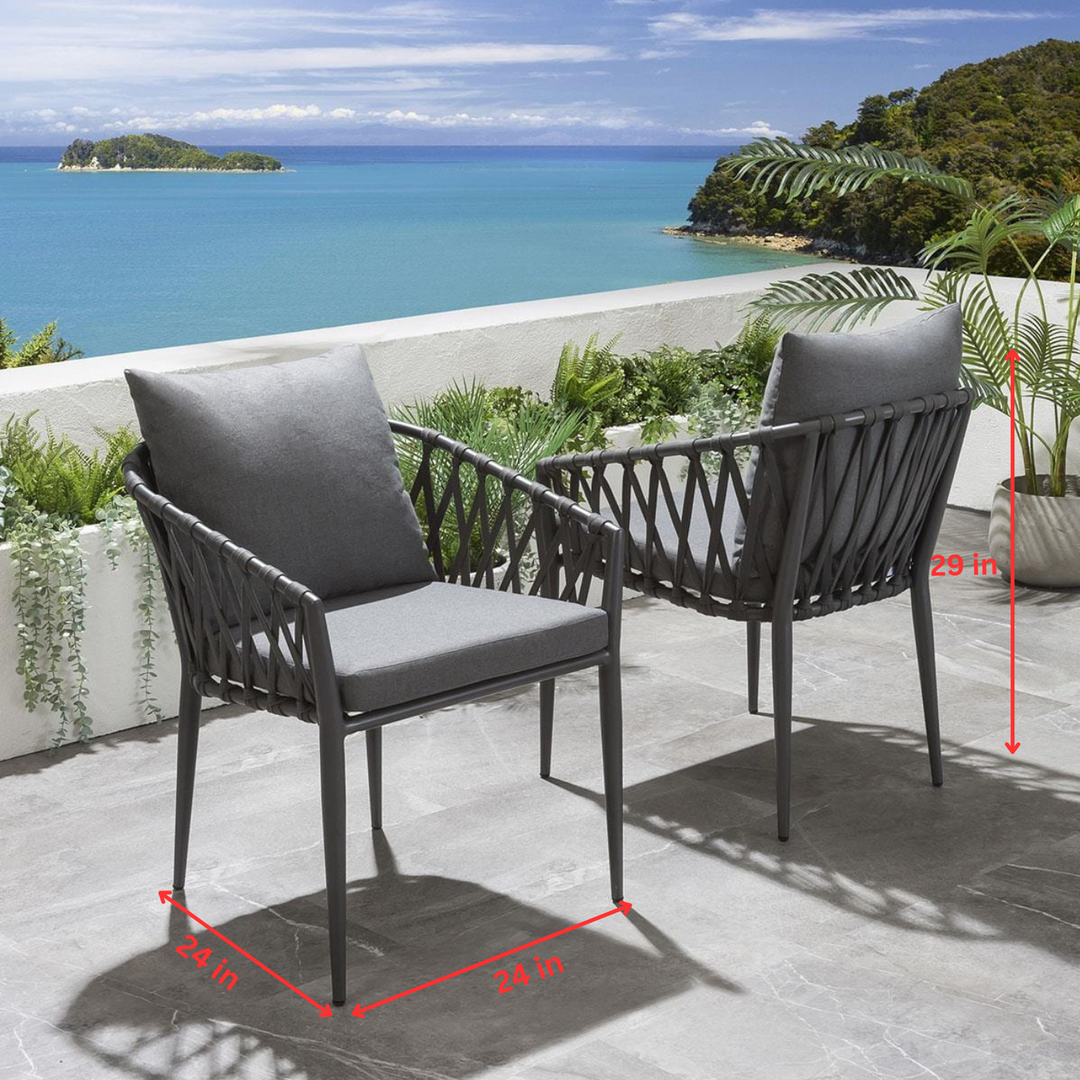 Pepita Outdoor Patio Seating Set 2 Chairs and 1 Table Set Braided & Rope