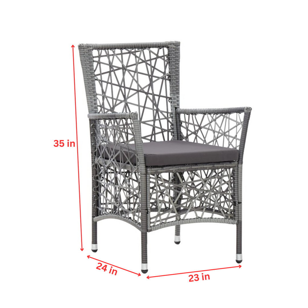 Elda Outdoor Patio Dining Set 4 Chairs and 1 Table (Gray)