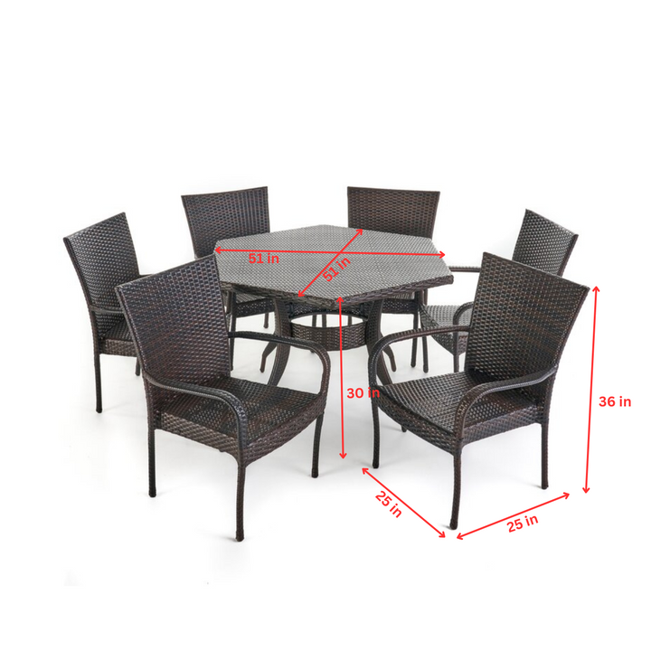 Esposito Outdoor Patio Dining Set 6 Chairs and 1 Table (Brown)