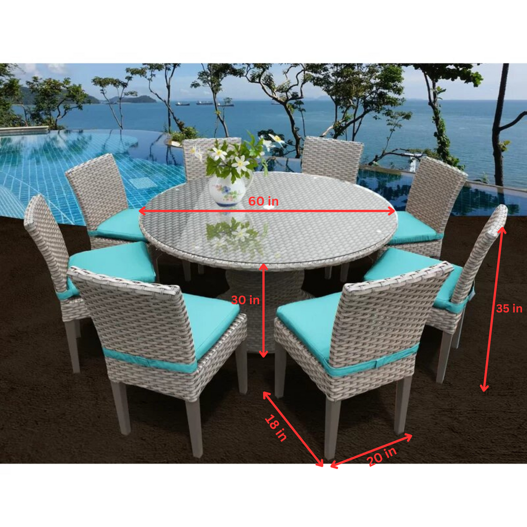 Marotta Outdoor Patio Dining Set 8 Chairs and 1 Table (Silver)