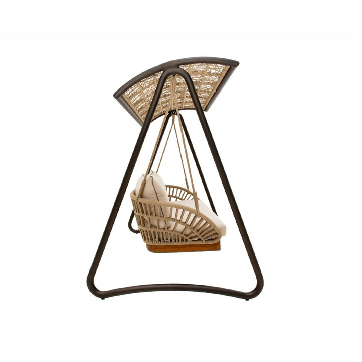 Iñes Double Seater Hanging Swing With Stand For Balcony, Garden Swing (Honey) Braided & Rope