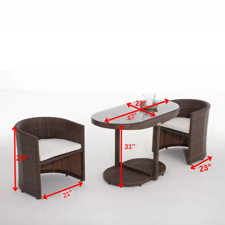 Dotcal Outdoor Patio Seating Set 2 Chairs and 1 Table Set (Brown)