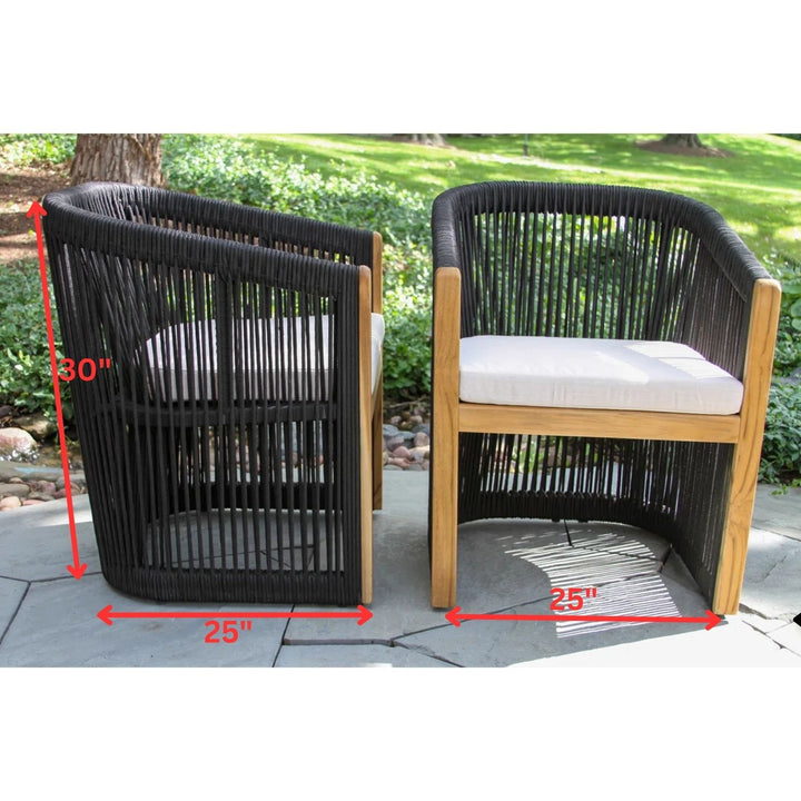 Issoro Outdoor Garden Patio Dining Set 4 Chairs and 1 Table Set (Black) Braided & Rope