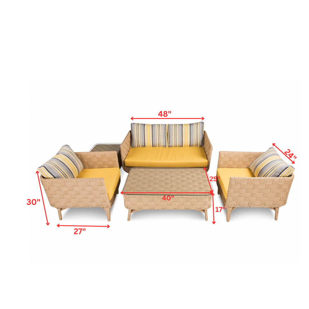 Palerma Outdoor Sofa Set 2 Seater , 2 Single seater , 1 Center table (Honey)