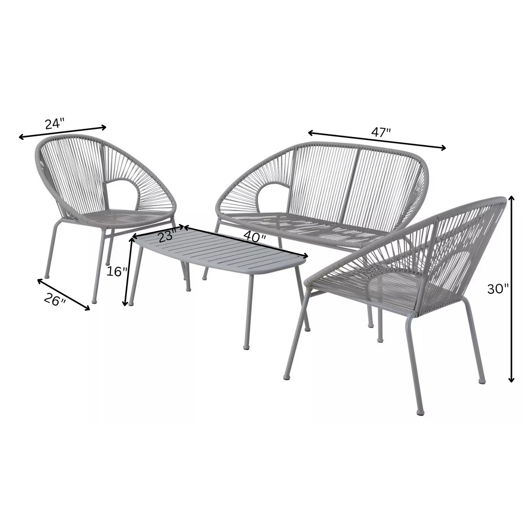 Bifur Outdoor Garden Balcony Sofa Set 2 Seater, 2 Single seater and 1 Center Table Set (Gray)