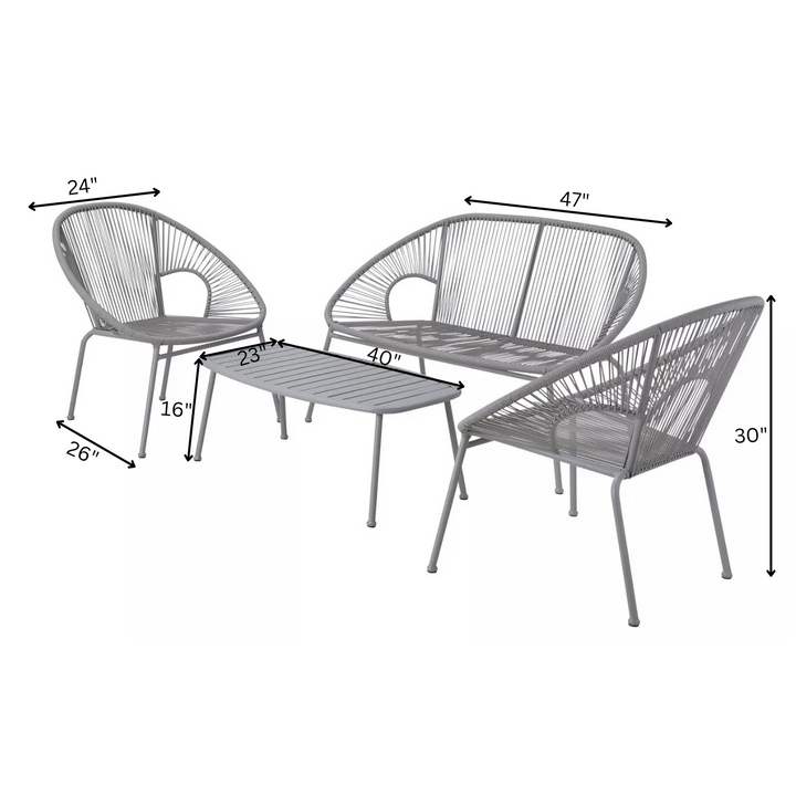 Bifur Outdoor Garden Balcony Sofa Set 2 Seater, 2 Single seater and 1 Center Table Set (Gray)