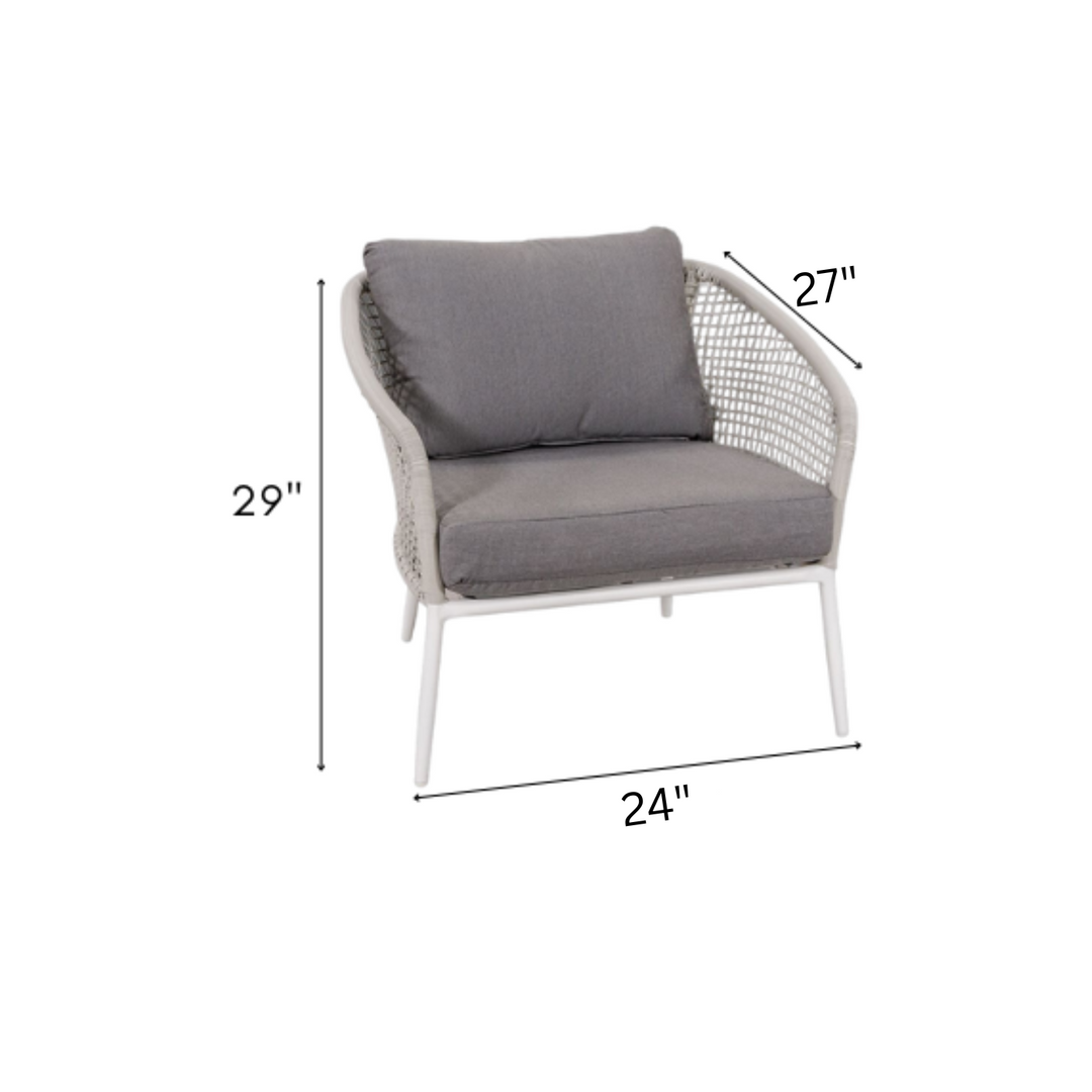 Kemp Outdoor Garden Balcony Sofa Set 3 Seater, 2 Single seater and 1 Center Table  Set (White + Light Grey)