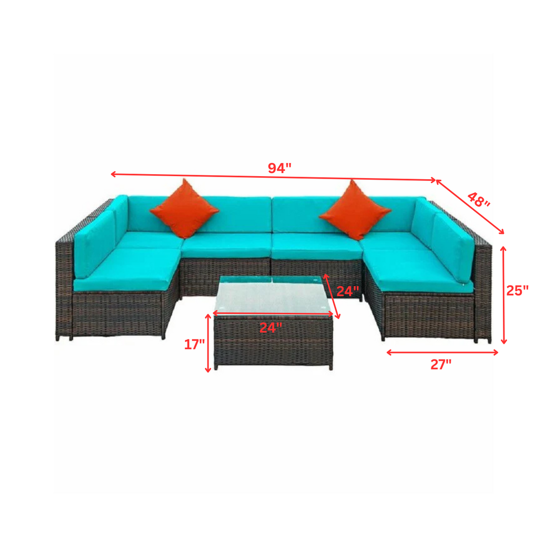 Callisto Outdoor Patio Sofa Set 6 seater and 1 Center Table (Brown)