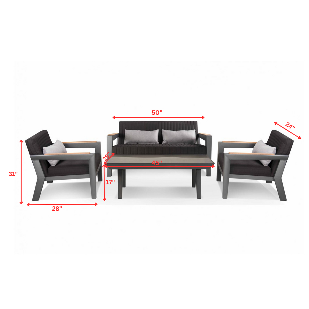 Trevisani Outdoor Sofa Set 2 Seater , 2 Single seater and 1 Center Table (Grey)