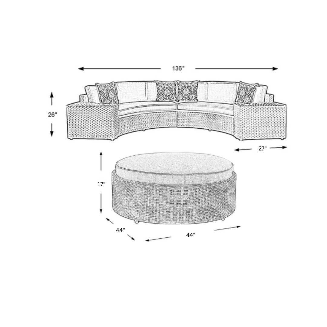 Zea Outdoor Sofa Set 4 Seater and 1 Center Table (Brown)