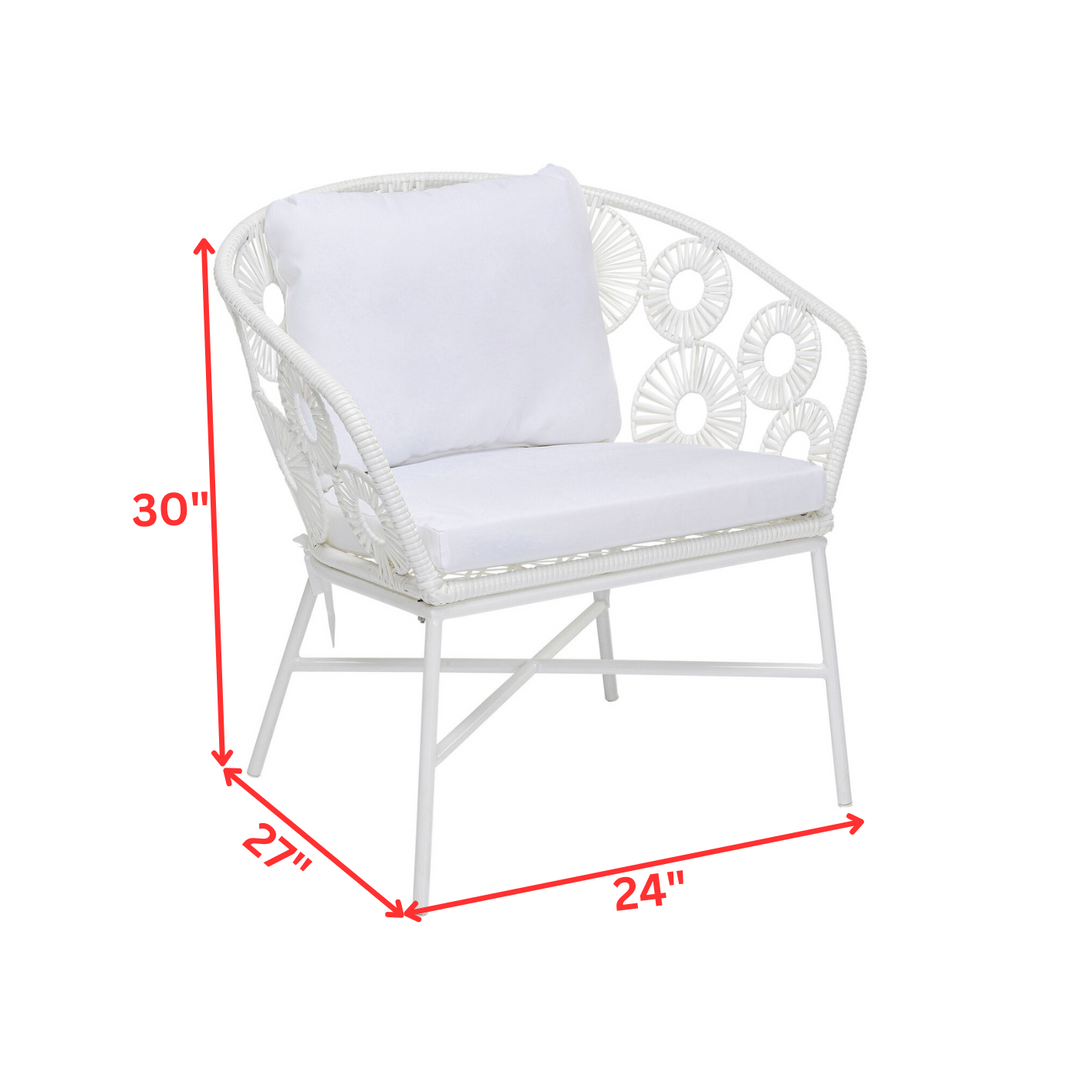 Alban Outdoor Garden Balcony Single Seater Sofa (White)