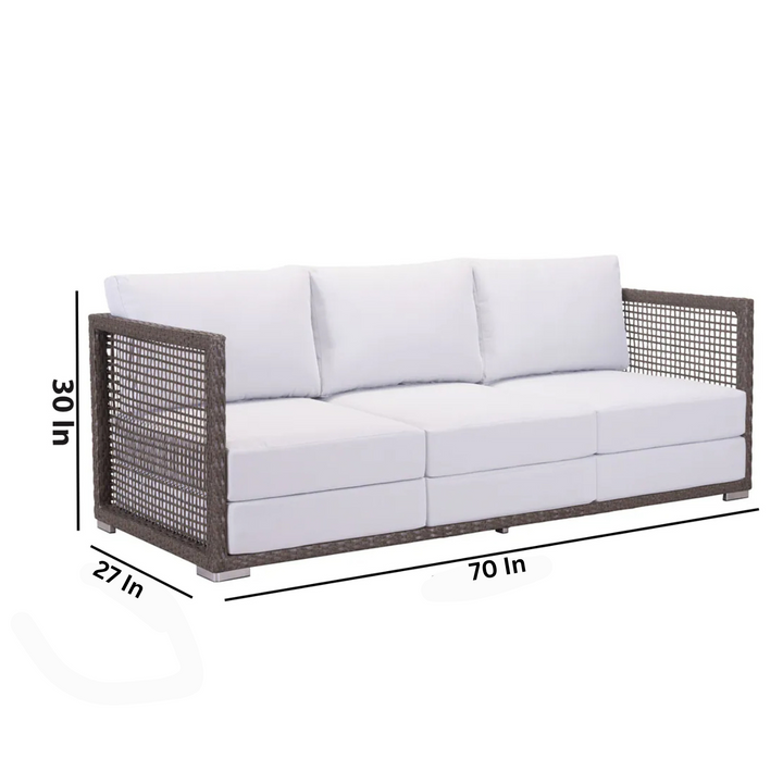 Coco Outdoor Sofa Set 3 Seater , 2 Single seater and 1 Center Table (White+ Brown)