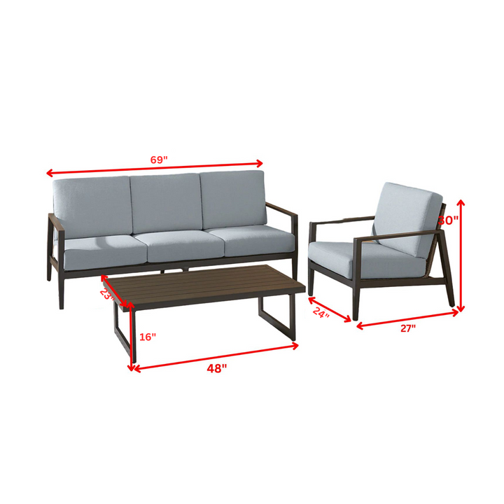 Eliseo Outdoor Sofa Set 3 Seater, 2 Single seater and 1 Center Table (Black)