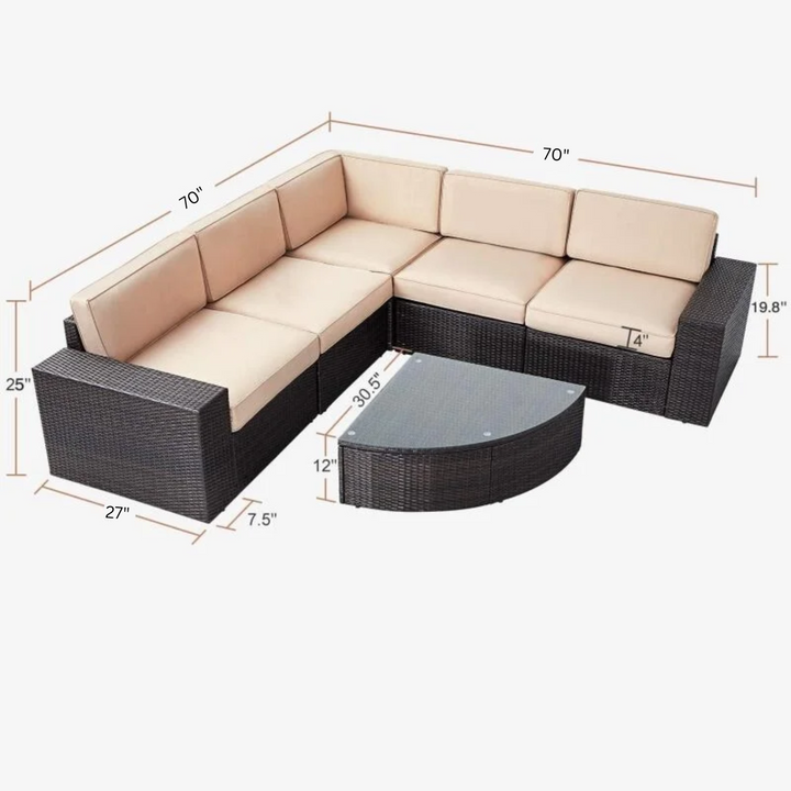 Okapi Outdoor Garden Balcony Sofa Set  5 Seater and 1 Center Table Set (Brown)