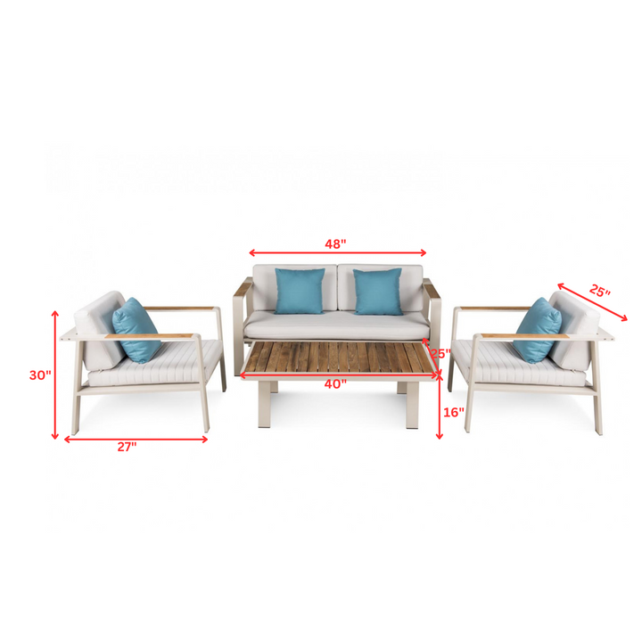 Marino Outdoor Sofa Set 2 Seater , 2 Single seater and 1 Center Table (Beige)