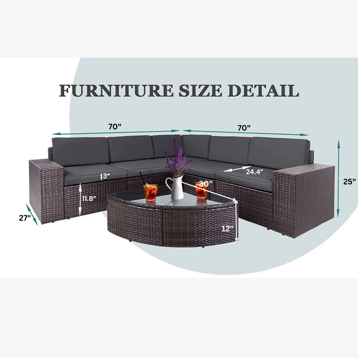Omehia Outdoor Garden Balcony Sofa Set  5 Seater and 1 Center Table Set (Brown)