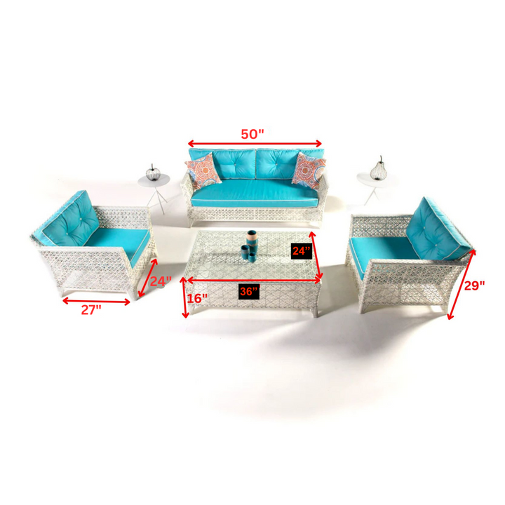 Arcuri Outdoor Sofa Set 2 Seater , 2 Single seater and 1 Center Table (White)