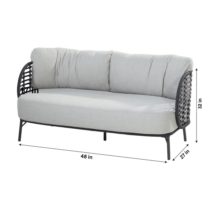 Locator Outdoor Sofa Set 2 Seater, 2 Single seater with ottoman and 1 Center Table Set (Dark Grey) Braided & Rope