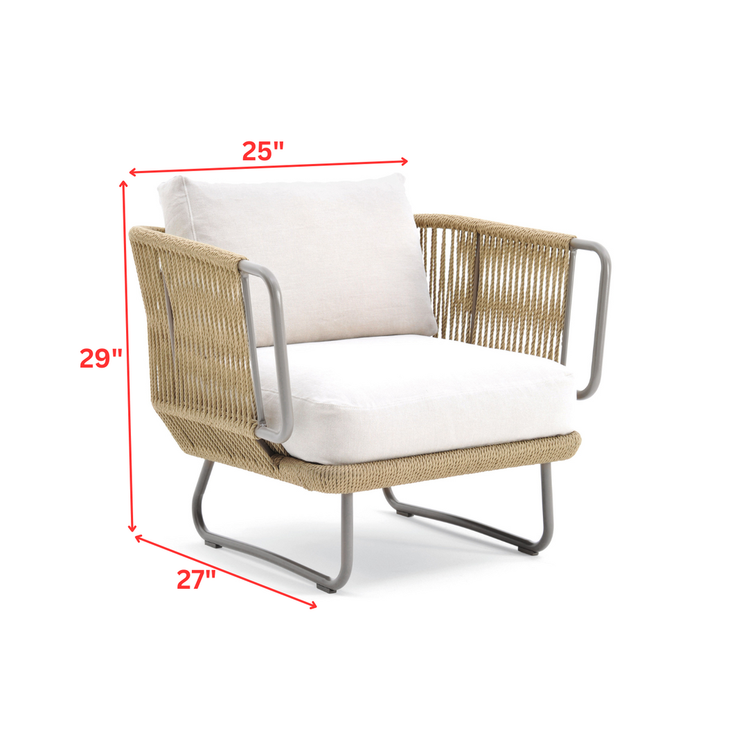 Kenly Outdoor Sofa Set 2 Seater, 2 Single seater and 1 Center Table with ottoman (Tan) Braided & Rope