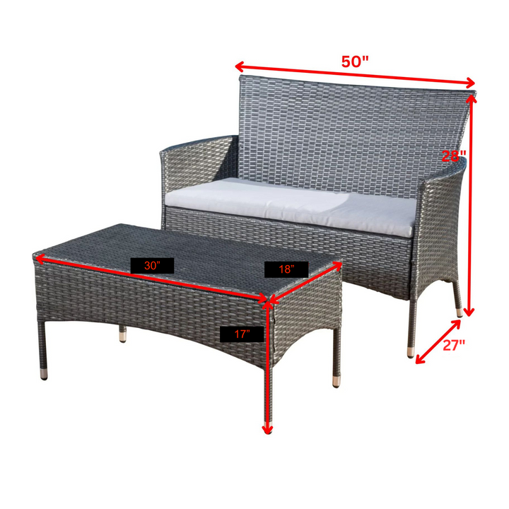 Allesi Outdoor 2 seater Sofa and 1 Center Table (Dark Grey + White)