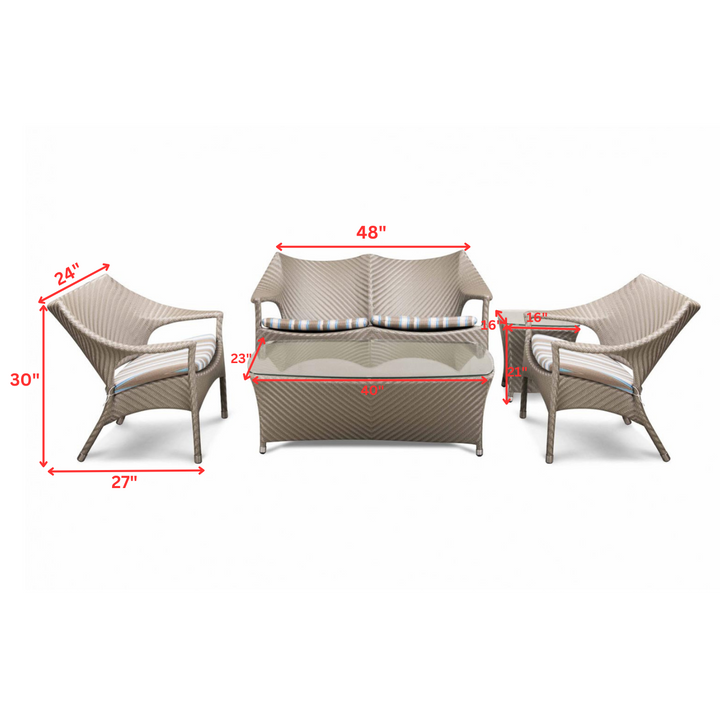 María Outdoor Sofa Set 2 Seater , 2 Single seater and 1 Center Table (Beige)