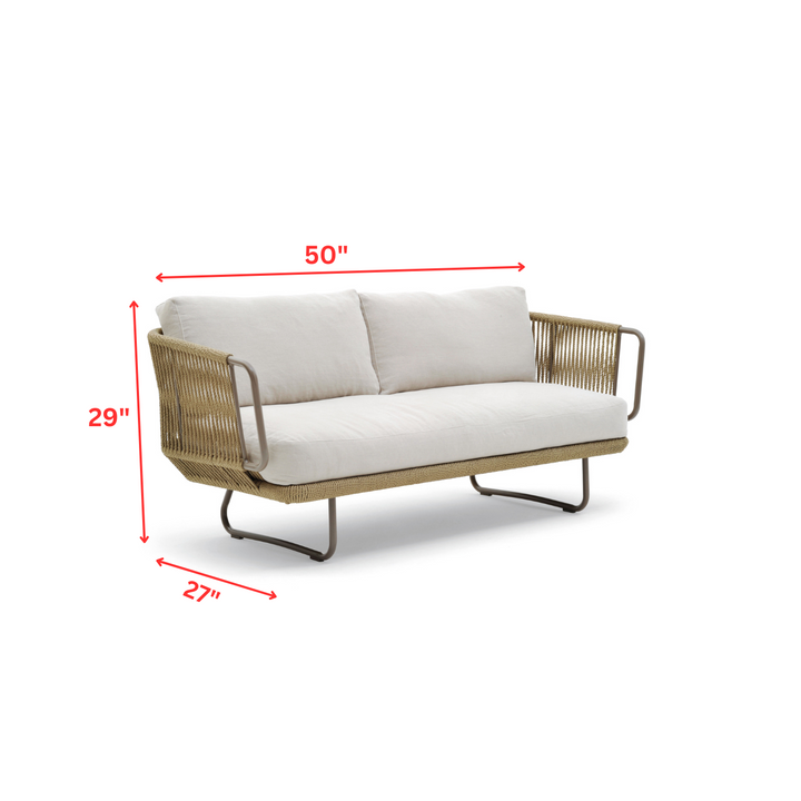 Kenly Outdoor Sofa Set 2 Seater, 2 Single seater and 1 Center Table with ottoman (Tan) Braided & Rope