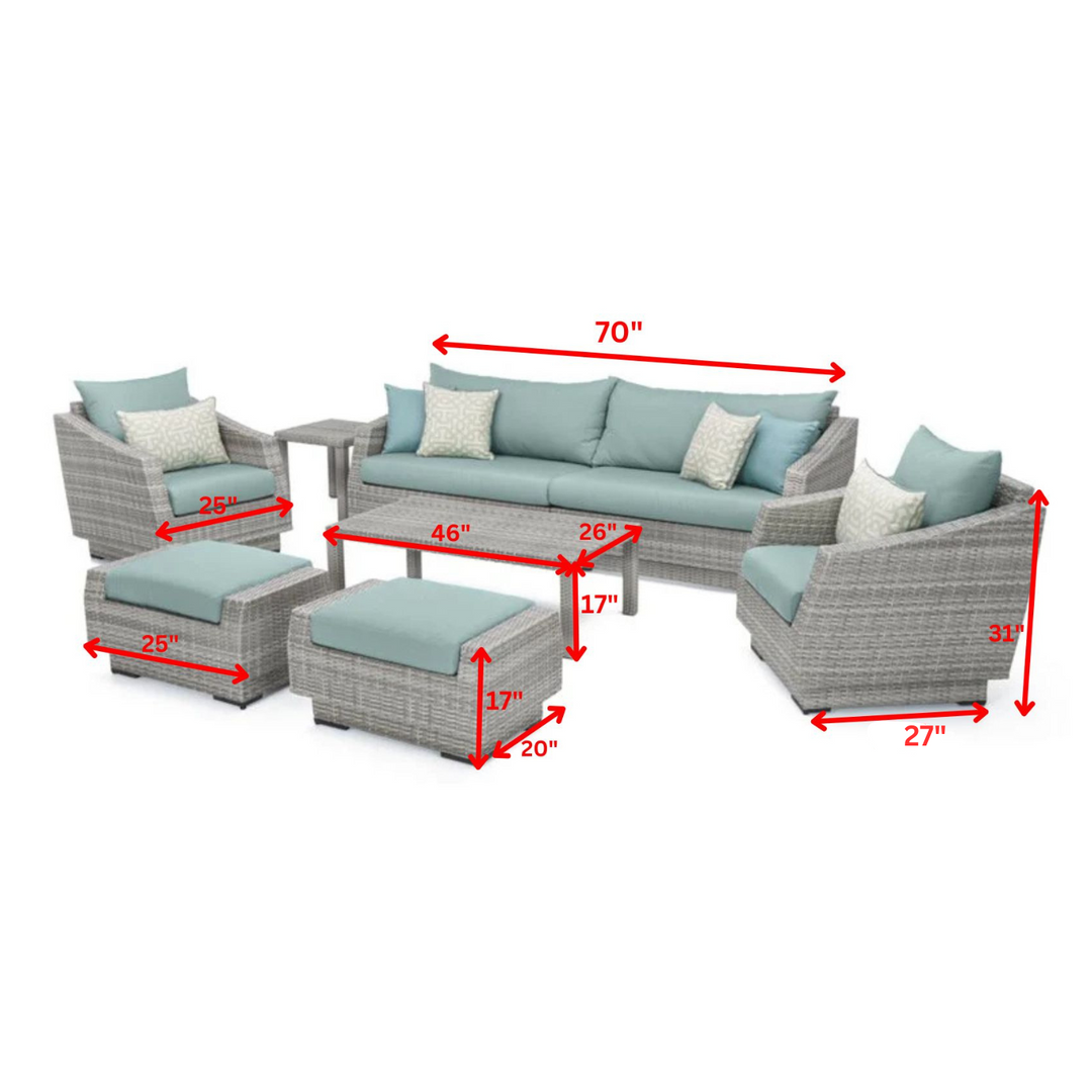 Davide Outdoor Sofa Set 3 Seater , 2 Single seater, 2 Ottoman, 1 Side table and 1 Center Table (Silver+Dark grey)