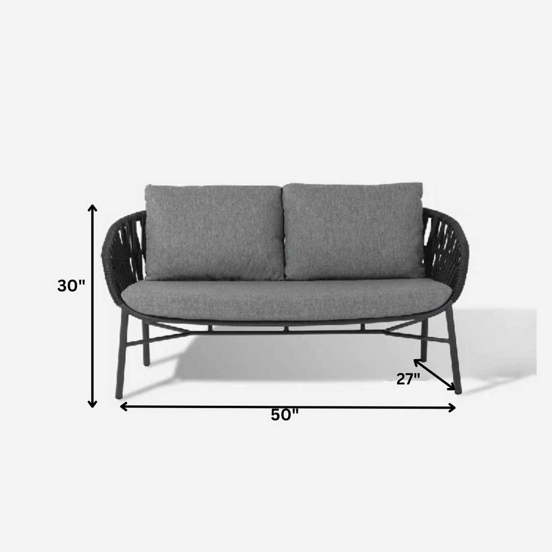 Cafaro Outdoor Sofa Set 2 Seater (Grey) Braided & Rope