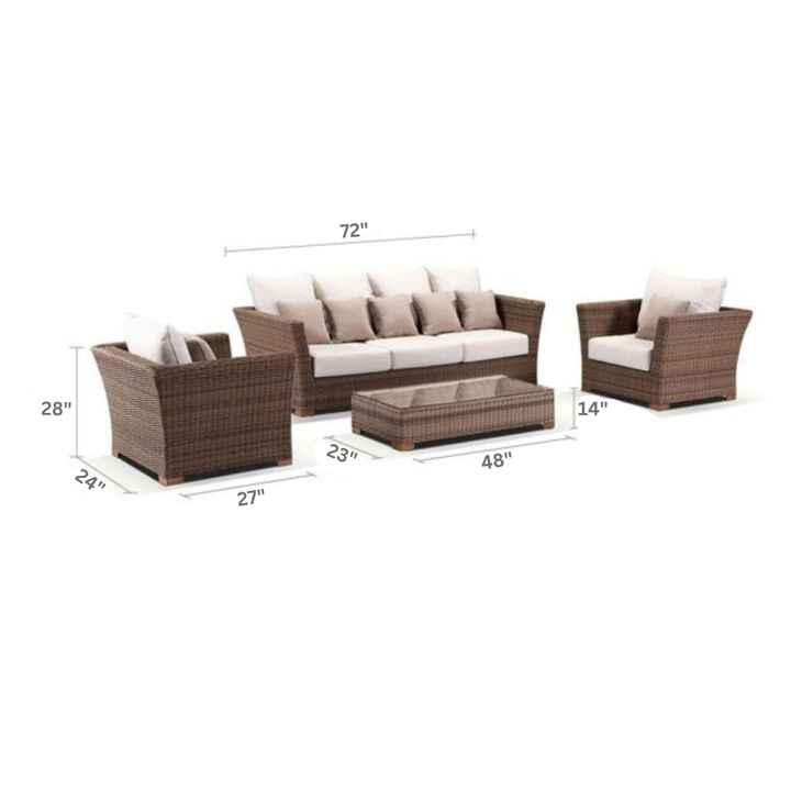 Noelia Outdoor Sofa Set 3 Seater , 2 Single seater and 1 Center Table (Brown + Cream)