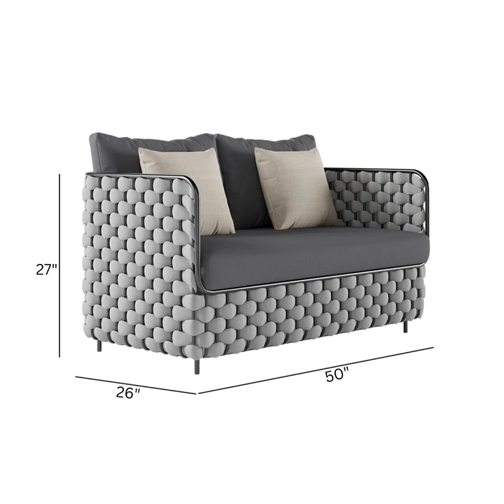 Fepel Outdoor Garden Balcony Sofa Set 2 Seater, 2 Single seater and 1 Center Table Set, Braid & Rope