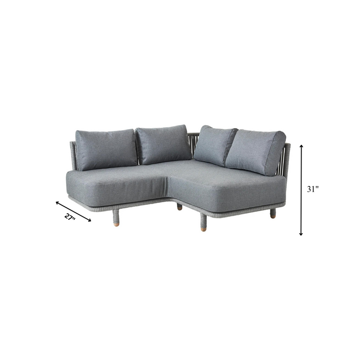 Folliero Outdoor Sofa Set 2 Seater , 1 Corner Module and 1 Center Table Braided & Rope (Grey)