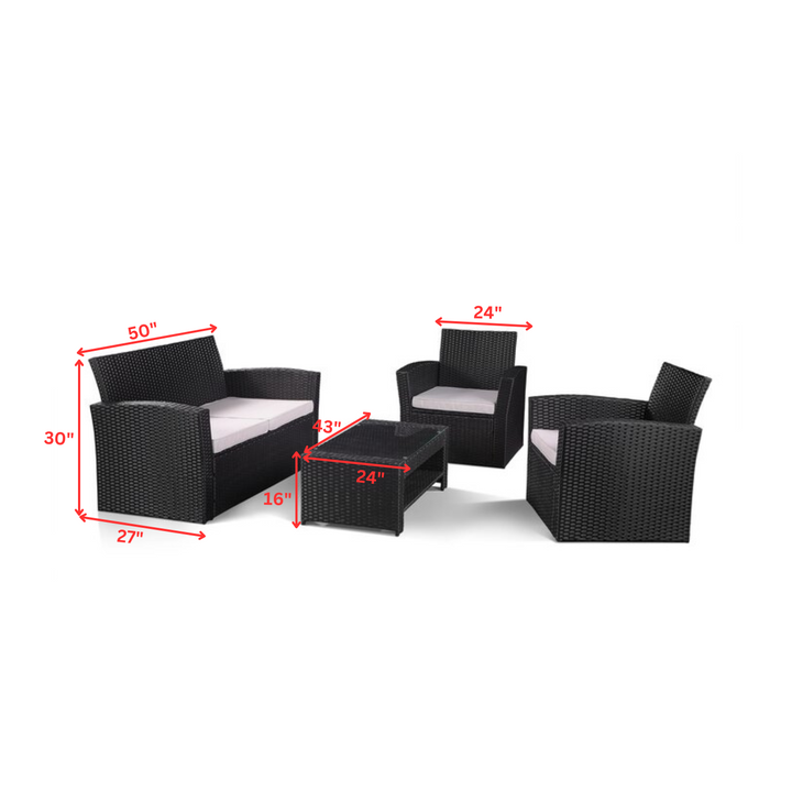 Bellucci Outdoor Sofa Set 2 Seater , 2 Single seater and 1 Center Table (Black)