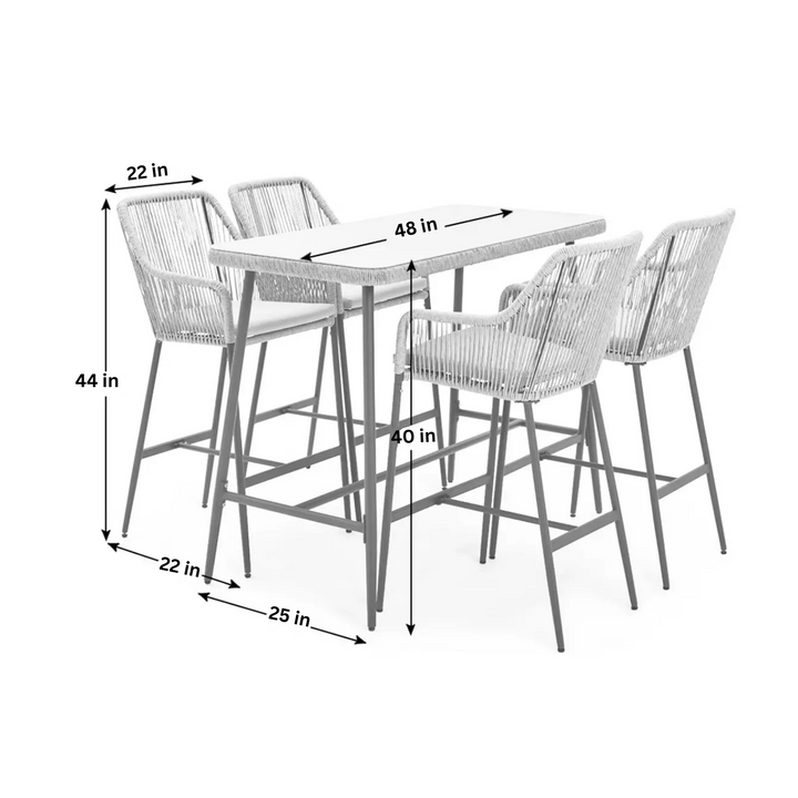 Stas Outdoor Patio Bar Sets 4 Chairs and 1 Table (Light Brown)