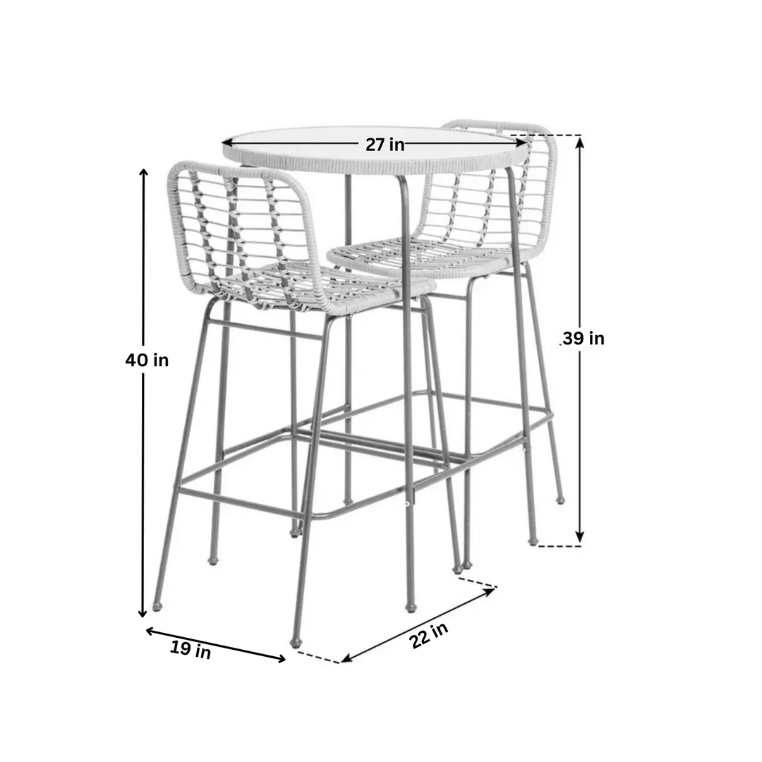 Andrew Outdoor Bar Sets 2 Chairs and 1 Table (Honey + Dark Grey)