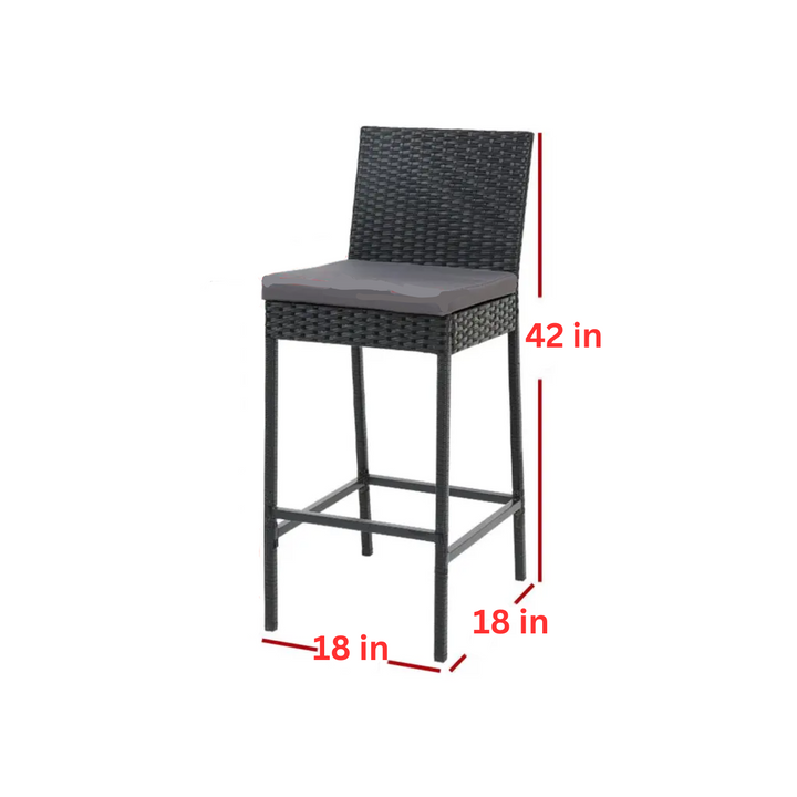 Nino Outdoor Patio Bar Chair 2 Chairs For Balcony (Black)