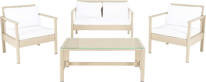 Mesa Outdoor Garden Balcony Sofa Set 2 Seater , 2 Single Seater 1 Center Table Set (Cream)